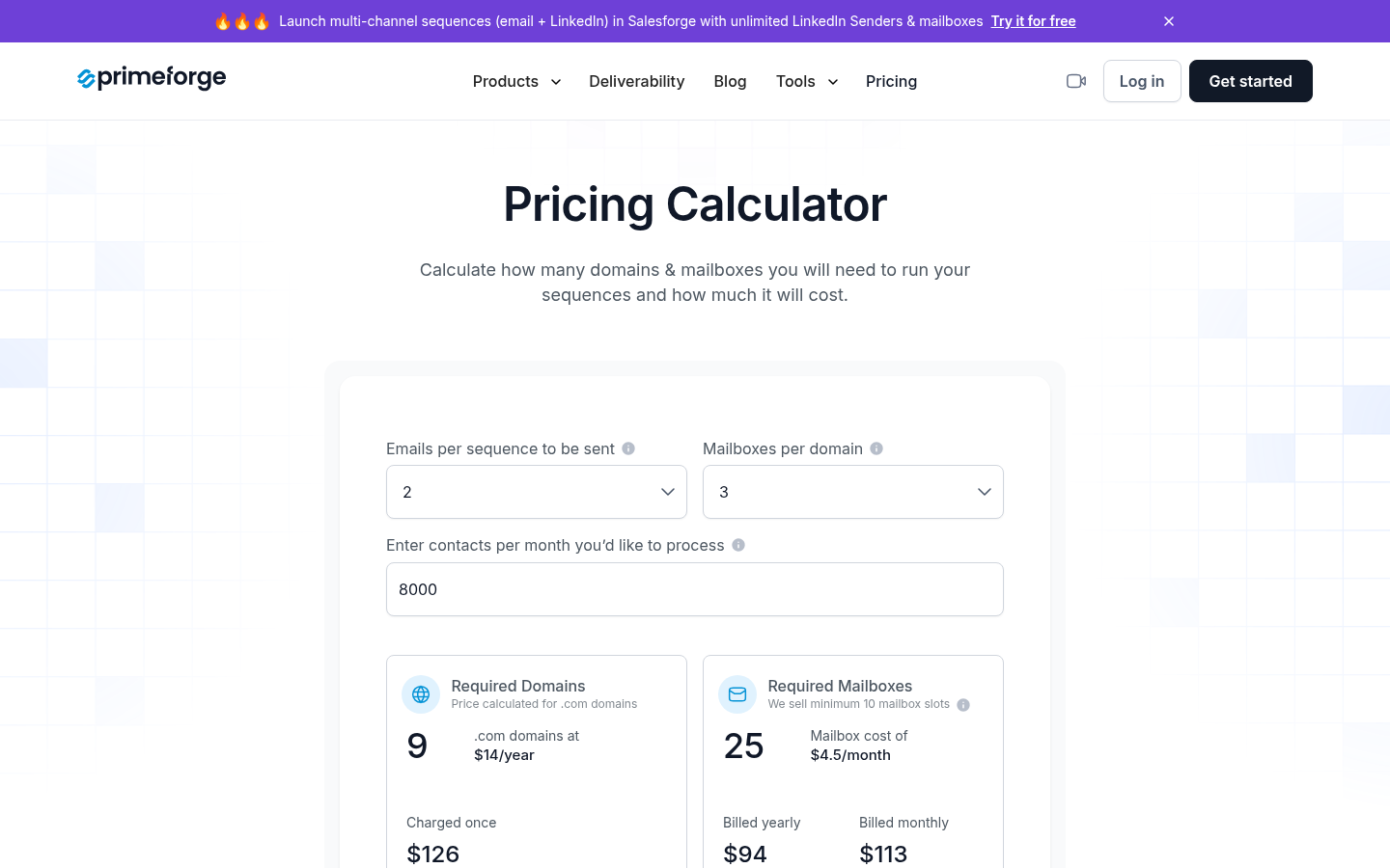 Primeforge's pricing page