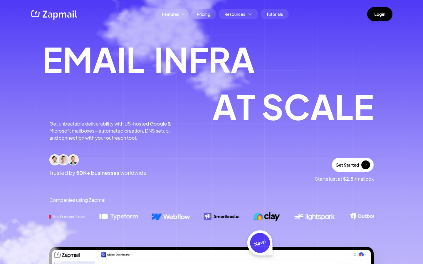Zapmail's homepage